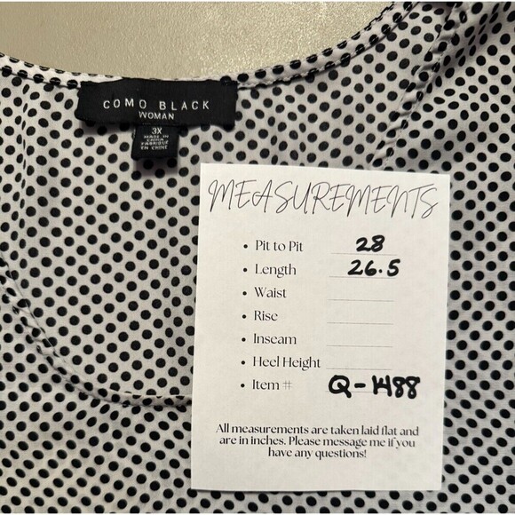 2/$30 Como Black Woman Polka Dot Blouse Size 3X Classic Office Preppy V Neck - Picture 4 of 9